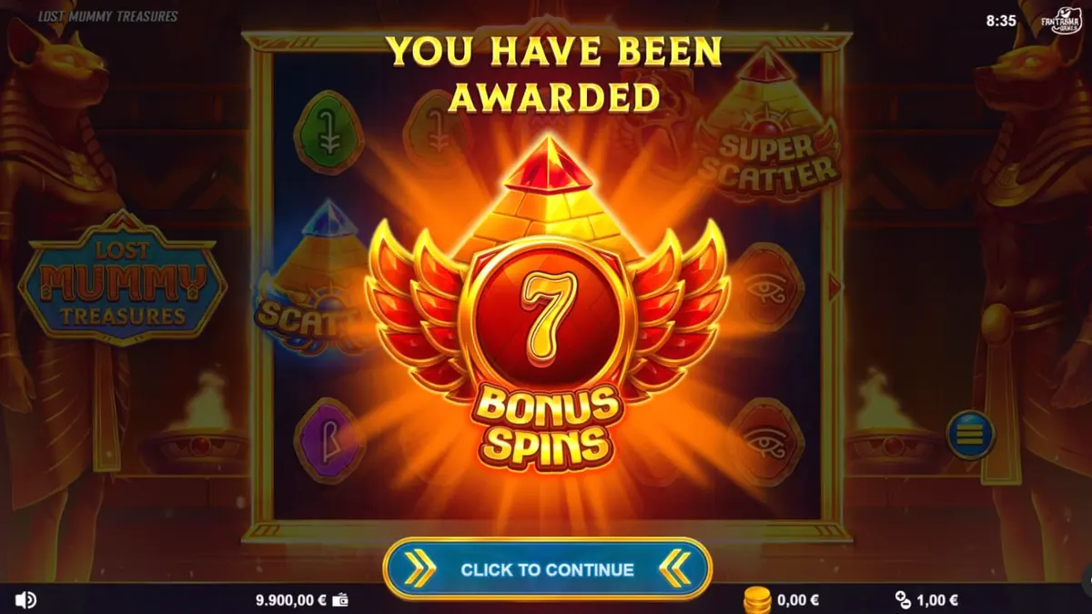 Tampilan visual slot Lost Mummy Treasures dengan nuansa kuil Mesir Kuno yang megah.
